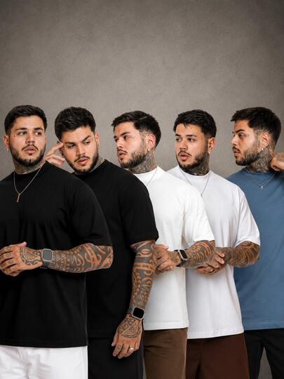 kit 5 camisetas oversized masculina premium estilo trap street maromba gringa inverno tendencia inverno frio dia dos pais presente