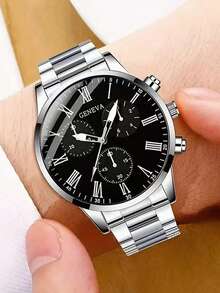 2 piezas Relojes de cuarzo para hombres adecuados para regalos de vacaciones - Plateado - Ver 3