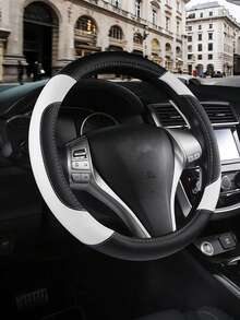 Leather Steering Wheel Cover - Anti-Slip PU Leather With Breathable Microfiber, Universal Fit For 37-38cm Wheels, Premium Stitching, Durable & Comfortable, Multi-Color Options For All Cars, Car Accessories - Leather Patchwork - View 15