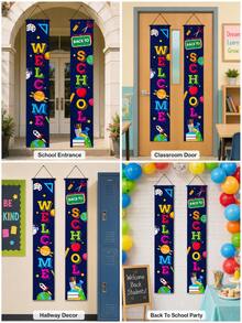 Back To School Door Hanging Decoration, Welcome Back To School Hanging Sign, Space Theme Back To School Porch Sign, 70.8x11.8 Inch Welcome To School Banner, For Classroom Door Decoration First Day Of School Decoration, Classroom Door Decoration And Campus Background Decoration - Back-to-school Season Star-studded Couplets - View 4