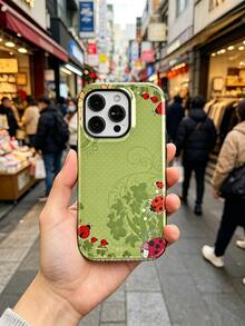 Premium  13 Case High-Quality Ladybugs Flowers Dots Green Floral Pattern That Won't Peel Off Hybrid Shock-Resistant Protective Case High-Quality Apple Phone Case - 彩色 - 查看 5