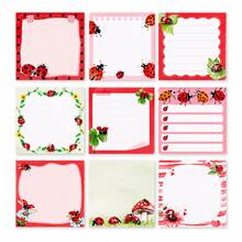 1/3/6/9 Pcs Red Seven Star Ladybug Self-Adhesive Sticky Notes Notepad For Party Supplies School Supplies - one-size - View 9