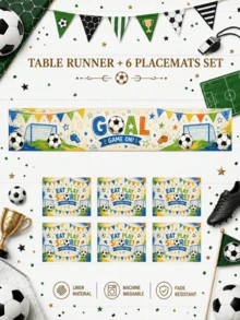 1pc Fun Football Slogan Tablecloth - Whistle & Triangular Flag Elements, Bright Child-Friendly Design, Vibrant Print, Suitable For Home Decor, Room Decor, Garden, Kids Birthday, School Events, Game Day, Fan Cave And World Cup Themed Parties - Multicolor - View 12