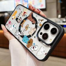 1pc Creative Acrylic Pattern Magnetic Wireless Charging Shockproof Phone Case Compatible With 17 16 15 14 13 12 11 Pro Max, Transparent Phone Protective Cover Waterproof Anti-Shock Anti-Scratch - Black - View 4