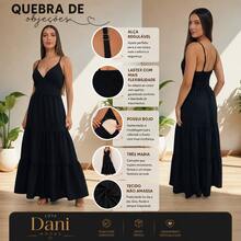 Women's Duna Ruffled Maxi Dress With Built-In Bra - Elegance, Lightness And Perfect Drape. - Negro - Ver 4