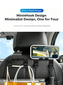 2pcs Car Seat Headrest Hooks - Black Multifunctional Back Seat Storage Organizer, Helps Keep Bags, Purses And Phones Neat And Organized During Travel - Multicolor - View 1