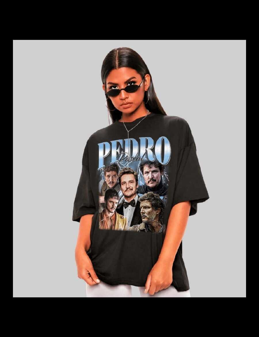 Camiseta unisex con collage de Pedro Pascal - Negro - Ver 1