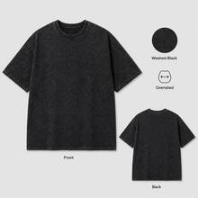 Estilo vintage lavado,% algodón, corte relajado, corte clásico, camiseta, estilo urbano, gráfico con temática de la libertad, diseño de águila All Limits, ropa casual para hombre, esti - Negro - Ver 2
