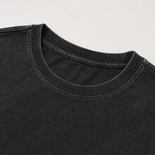 Estilo vintage lavado,% algodón, corte relajado, corte clásico, camiseta, estilo urbano, gráfico con temática de la libertad, diseño de águila All Limits, ropa casual para hombre, esti - Negro - Ver 7