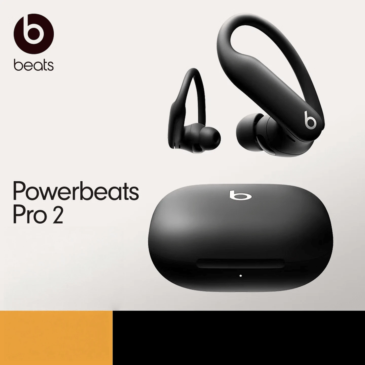 Beats Power Pro 2 Black Wireless Bluetooth Earbuds, 2-Speed, ANC Active Noise Cancellation, Real-Time Heart Rate Monitoring, 45-Hour Battery Life, IPX4 Waterproof