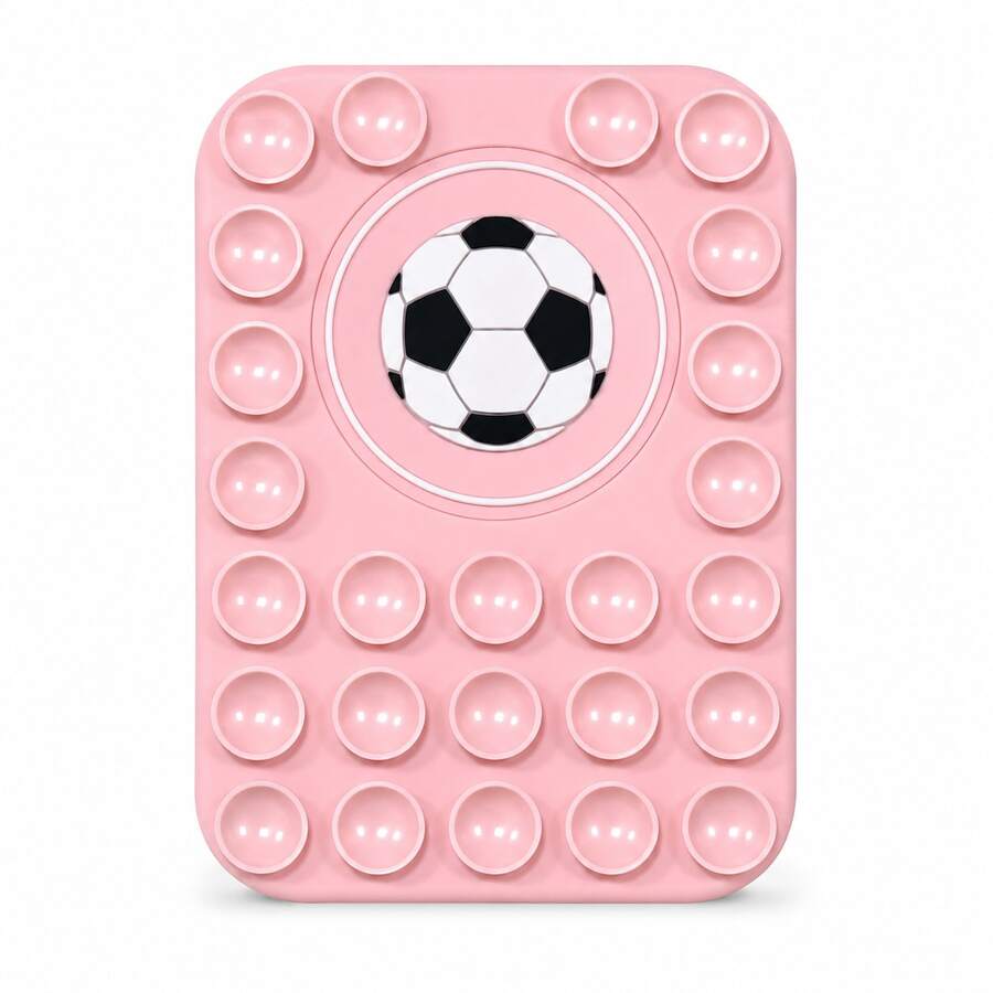 Soporte magnético de succión de silicona con patrón de la Copa del Mundo de Fútbol compatible con MagSafe - Rosa - Ver 1