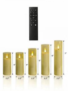 2/3/5件組無焰蠟燭，附遙控器與定時功能，適用於居家裝飾、客廳、壁爐、婚禮、節日、派對裝飾、桌面中心裝飾 - 淡黃色 - 查看 8