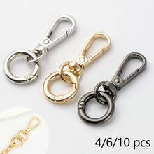 10/6/4pcs Metal Spring Ring Keychain Set, Bag Charm Clasp Chain Connector Hook Hardware Accessories, Waist Hanging Anti-Loss Clip - Multicolor - View 1
