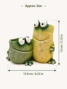1pc Pastoral European Style Double Frog Funny Expression Flowerpot, Synthetic Resin Frog Planter Ornament, Cute Animal Pattern Garden Yard Home Decor, Detailed Freestanding Pot Decoration, 15.8cm*13cm, Valentine Easter Halloween Holiday Gift - A - View 4