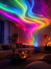 1pc [Water Ripple Projector] Colorful Water Ripple Wall Projection Light/Desktop Model USB Powered/Suitable For Atmosphere Decoration, Bedroom, Living Room, Gift Scenarios/Compatible With Power Bank, Adapter - The Aurora Borealis Is Multicolored - View 12