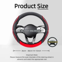 PU Leather Car Steering Wheel Cover, Wear-Resistant & Anti-Slip, Elastic Band Without Inner Ring Design, Carbon Fiber Texture Splicing, Fits 14-15inch, Suitable For Sedan, Pickup, SUV, Minivan, Etc. - Multicolor - View 2