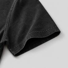 Estilo vintage lavado,% algodón, corte relajado, corte clásico, camiseta, estilo urbano, gráfico con temática de la libertad, diseño de águila All Limits, ropa casual para hombre, esti - Negro - Ver 5