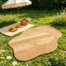 1pc Faux Jute Area Rug, Living Room Carpet, Rug, Living Room Area Rug, Small Area Rug, Mat, Home Decor, Large Living Room Carpet, Round Rug, Living Room Home Decor, Room Decor, Washable Carpet - Multicolor 4 - View 2