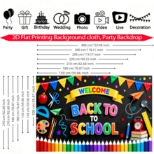 1pc Back To School Theme Banner, Colorful Pencil & Star Design, Classroom Office Wall Decor, Home Party Banner, Photography Backdrop, First Day Of School Photo Booth Prop, School Party Supplies - A - View 3