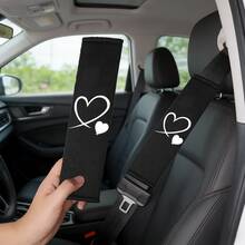 2pcs Car Heart-Shaped Seat Belt Shoulder Pads - Comfortable & Durable All-Season Use, Suitable For Driver & Passenger, Adjustable Seat Belt, Fashionable Car Interior Accessory - A - View 7