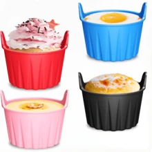 6pcs Silicone Baking Molds Cups, Non-Stick Easy Release, Multi-Functional Cooking Molds, Suitable For Air Fryer, Oven, Microwave, Can Make Cake, Pudding, Boiled Egg, Steamed Egg, Cookie, Home Holiday Dessert Decoration Molds, Kitchen Baking Decoration Molds, Heat Resistant, Reusable - Multicolor - View 2