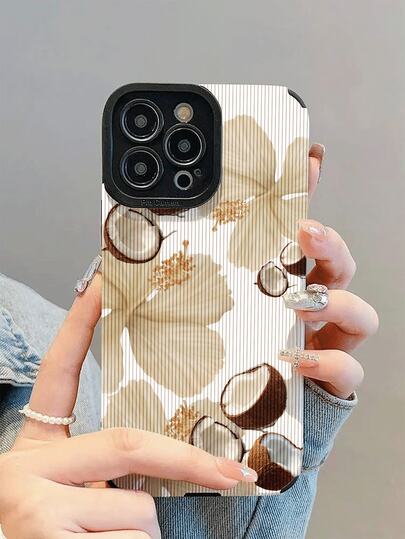 1pc New Fashion Elegant Coconut White Flower Pattern Shockproof Leather Phone Case, Daily Protection Essential, Style, Perfect Gift For Friends, Family, Etc., Compatible With Iphone17/17Air/17Pro/17ProMax/IPhone16/16Plus/16Pro/16ProMax/IPhone15/15Plus/15Pro/15ProMax/IPhone14/14Plus/14Pro/14ProMax/IPhone13/13Pro/13ProMax/IPhone12/12Pro/12ProMax/IPhone11/IPhone11Pro/11ProMax