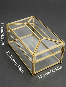 透明鏡面玻璃客廳奢華桌面面紙收納盒 大號面紙盒 - 無色 - 查看 10