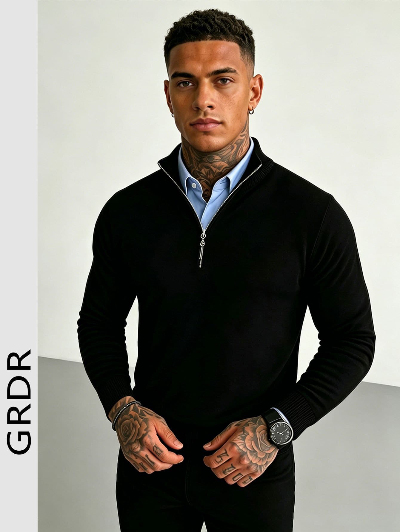 GRDR Herren Lässiger Langarm Halb-Reißverschluss Pullover, vielseitig für den täglichen Gebrauch