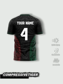 Camiseta de México con patrón de águila, patrón de águila luchando con serpiente, con letras "MEXICO", nombre y número personalizables, tela suave para deportes - Negro - Ver 2