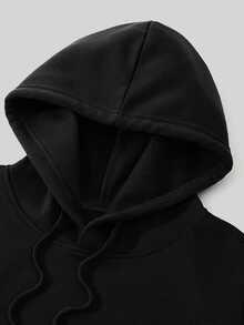 Men's Hoodie With BOSTON Letter Print, Casual Men's Sweatshirt. - 黑色 - 查看 3
