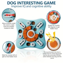 Juguete interactivo de rompecabezas para golosinas de perro, combina funciones de entrenamiento de IQ & estimulación cerebral, alimentador lento divertido con diseño de sonido, adecuado para perros de tamaño mediano a grande - Multicolor - Ver 3
