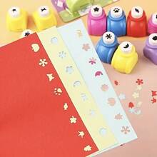 2/6/12pcs Mini Embossing Punch Set, Assorted Colors, Creative Portable Paper Cutting And Embossing Tools, Suitable For DIY Scrapbooking, Greeting Cards And Journal Decoration, Back To School, School Supplies - Multicolor - View 7
