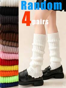 Random Combination 4/8 Pairs, Girls' Slouchy Leg Warmers Set - Suitable For Dance And Play, Warm And Comfortable | Soft Knee-High Leg Warmers For Spring, Autumn And All Seasons - Multicolor - View 13