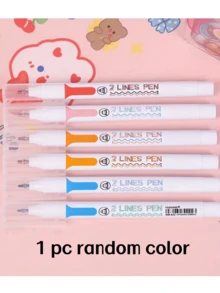 Random 1pc Dual-Line Colored Marker, Random Color - Vibrant Dual-Line 3D Effect, Single Head, Dual-Line Series, Perfect For Art, Office, And School Projects, Artistic Painting - Double-line Pen - View 9