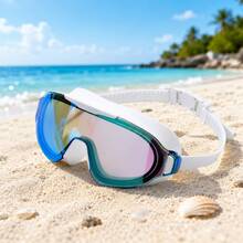 Adult Large Frame Wide Angle Coated Swimming Goggles, Adjustable Strap Comfortable Fit, Unisex Pool Training Beach Swimming Goggles - Multicolor - View 4