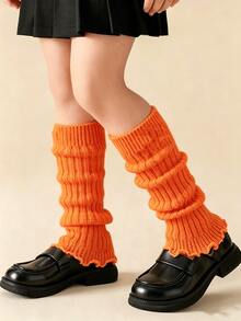 Random Combination 4/8 Pairs, Girls' Slouchy Leg Warmers Set - Suitable For Dance And Play, Warm And Comfortable | Soft Knee-High Leg Warmers For Spring, Autumn And All Seasons - Multicolor - View 6