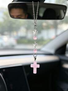 玻璃十字架汽車掛飾，彩色十字架後視鏡吊飾，高級汽車內飾裝飾配件 - A - 查看 2