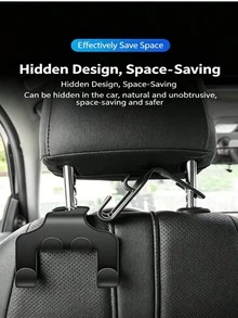 2pcs Car Seat Headrest Hooks - Black Multifunctional Back Seat Storage Organizer, Helps Keep Bags, Purses And Phones Neat And Organized During Travel - Multicolor - View 4