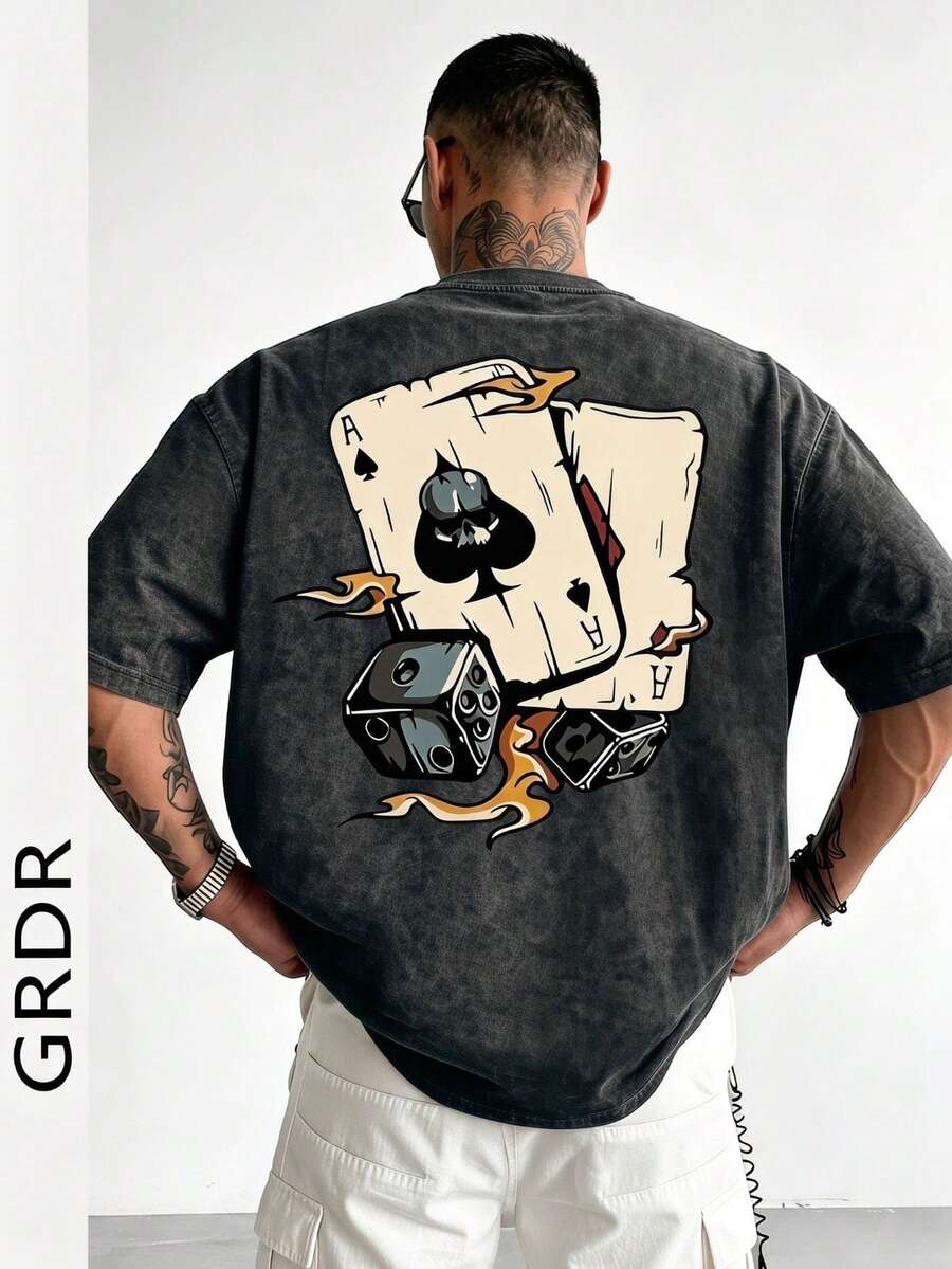 GRDR Kaos Pria Lengan Pendek Longgar | Desain Istimewa | Pakaian Wajib Musim Panas | Mudah Dipadukan | Tunjukkan Gaya Anda