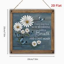 Impresión plana 2D, letrero decorativo de pared floral de madera - 7.87X7.87 pulgadas, fácil de colgar, decoración de pared multifuncional, adecuado para sala de estar, dormitorio, oficina y entrada - Multicolor - Ver 2