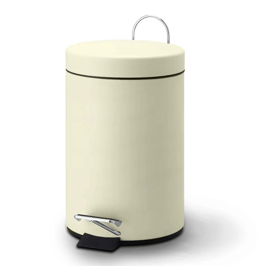 Crystals 3L Cream Pedal Bin Stainless Steel Bathroom Bin Kitchen Waste Bin Foot Operated Dustbin With Removable Inner Bucket - Cream Pedal Bin - View 1