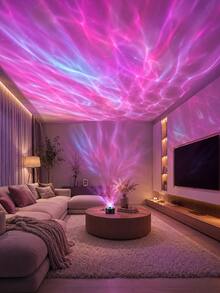 1pc [Water Ripple Projector] Colorful Water Ripple Wall Projection Light/Desktop Model USB Powered/Suitable For Atmosphere Decoration, Bedroom, Living Room, Gift Scenarios/Compatible With Power Bank, Adapter - The Aurora Borealis Is Multicolored - View 8
