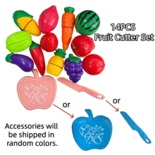 12PCS Children's Cutting Fruit And Vegetable Toy Set, Realistic Kitchen Role Play Toys, Montessori Educational Learning Toys, Role Playing, Develop Fine Motor Skills And Hand-Eye Coordination, Suitable For Boys And Girls 3 Years And Above As Birthday Gift - Multicolor - View 12