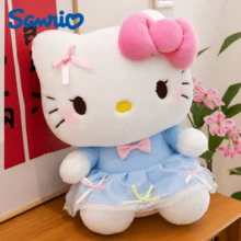 SANRIO 1件 23cm/9.1in Hello Kitty 絨毛娃娃，藍色蕾絲薄紗裙填充娃娃配粉色蝴蝶結，柔軟抱枕，房間裝飾，女孩生日情人節禮物 - 彩色 - 查看 3