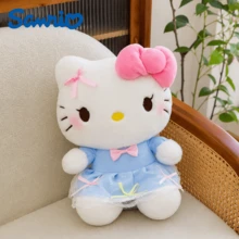 SANRIO 1件 23cm/9.1in Hello Kitty 絨毛娃娃，藍色蕾絲薄紗裙填充娃娃配粉色蝴蝶結，柔軟抱枕，房間裝飾，女孩生日情人節禮物 - 彩色 - 查看 5