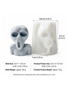 1pc 3D Ghost Face Candle Silicone Mold, Halloween Style, For Aromatherapy Candles, Plaster Crafts, Holiday Decor And Gift Making - Ghost Face Silicone Mold - View 11