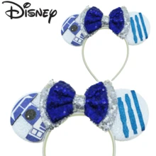 Disney 迪士尼米奇髮箍，白色亮片藍銀蝴蝶結，科幻主題百搭外出髮飾 - 查看 1