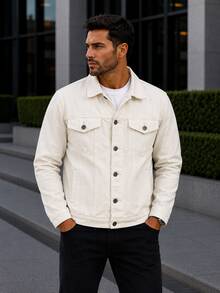 Men's Iron Button Twill Jacket - Off White - View 1