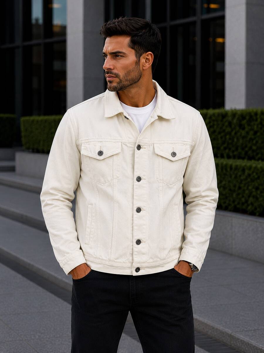 Men's Iron Button Twill Jacket - Off White - View 1