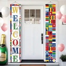 2er/Set Mehrfarbige Flaggen Willkommens-Hängende Banner Couplet, geeignet für Feiertagsparty, Heimwanddekoration, Themenparty, Feiertagsdekoration, Sportveranstaltung, Club, Geburtstag, Schulklassenzimmerparty - A - Übersicht 6